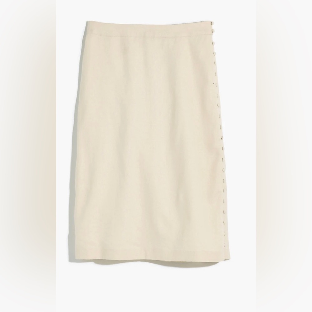 Madewell Button Slit Midi Skirt, Ivory, Size 16